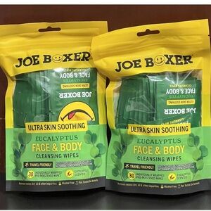 Joe Boxer  Ultra skin soothing Eucalyptus Face & Body Cleansing Wipes. Set of 2.